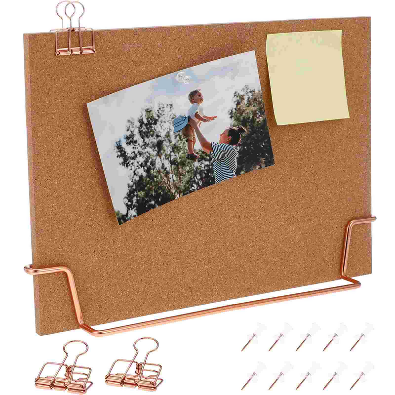 Cork Bulletin Board with Stand Corkboards for Wall Decorative Needle Plate Pin Office Wooden Desk