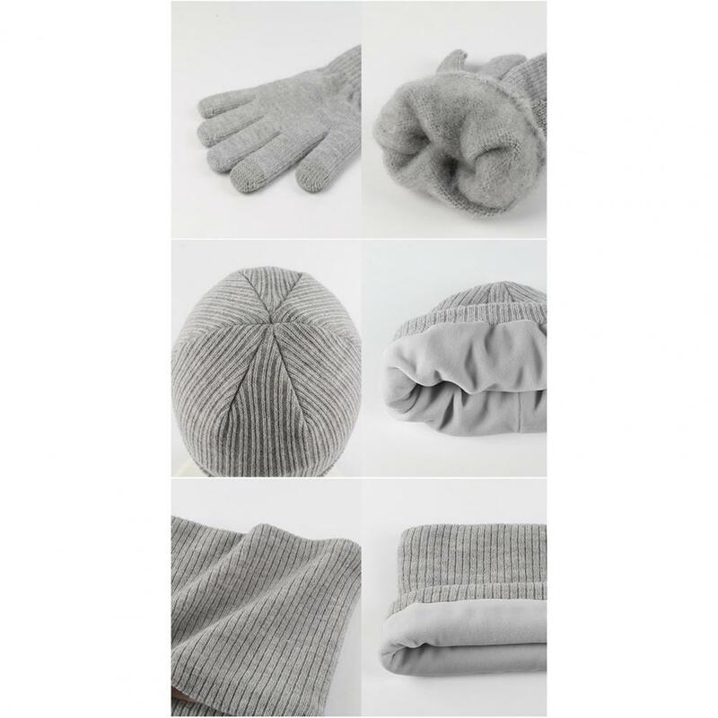 Children Winter Clothing Accessories Colorful Knitted Children's Winter Hat Scarf Gloves Set Soft Warm Windproof for Cycling