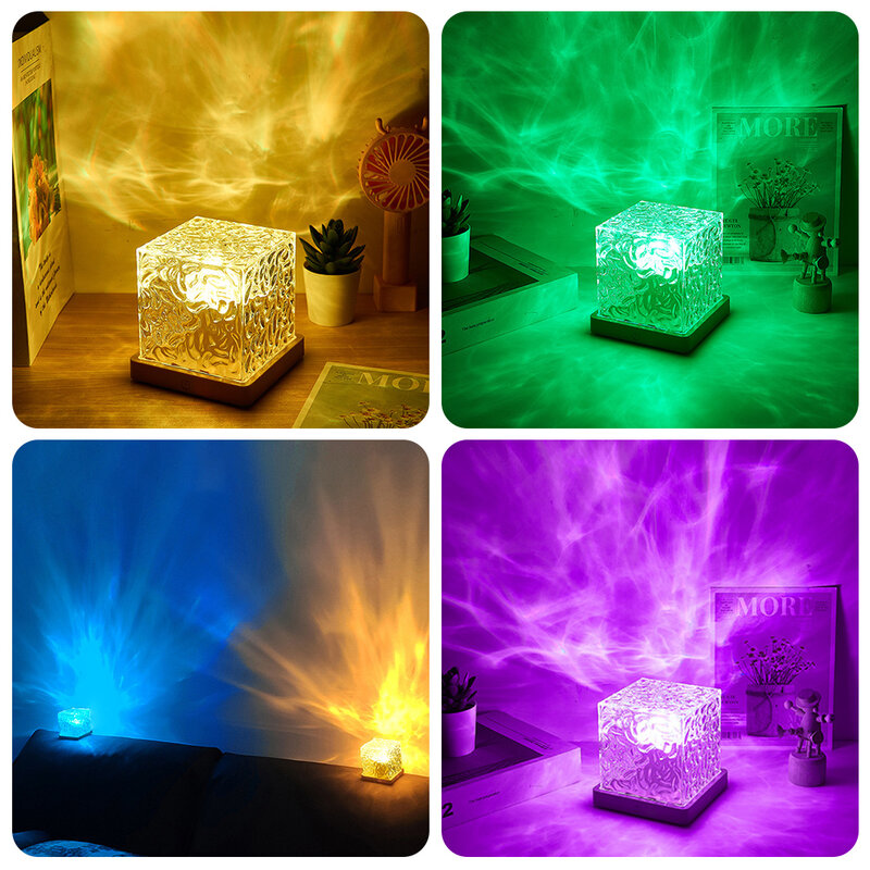 Rotating Night Light Water Waves Dynamics Projection Atmosphere Lamp Personalized Stylish Crafts Decor For Home Starry Sky Lamp