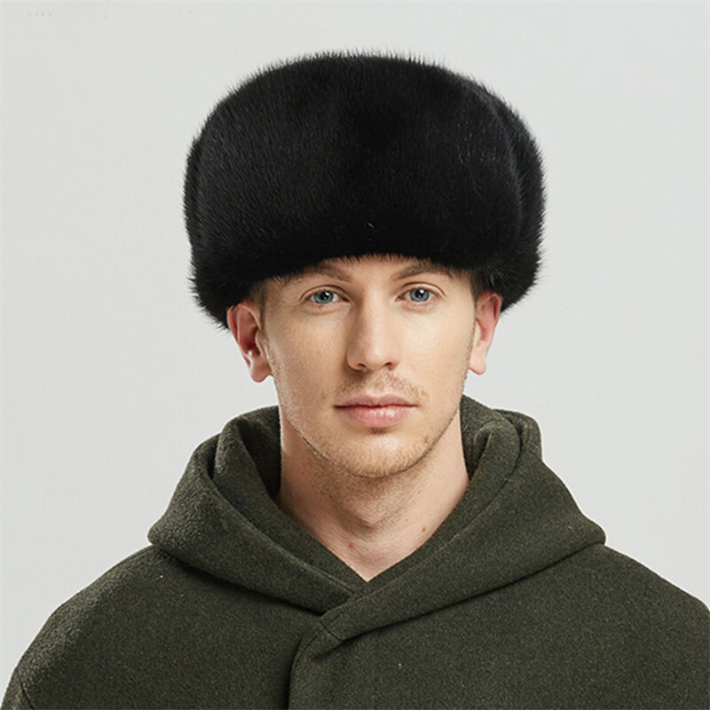 2022 الرجال جديد اللون الطبيعي الفراء قبعة سيبيريا نمط الفراء قبعة الراكون كامل Ushanka قبعة ل منتصف العمر قبعة قطنية لى فنغ قبعة