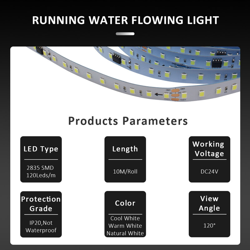 10M 15M DC24V WS2811 Horse Race LED Strip 120Leds/M Running Water Flowing Light with Touch Panel Controller Warm Cool White Set