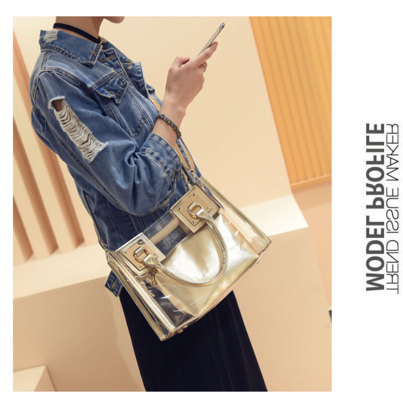 Borse trasparenti borse da donna estate PVC trasparente grandi borse pochette borsa a tracolla composita femminile borsa a tracolla con manico superiore