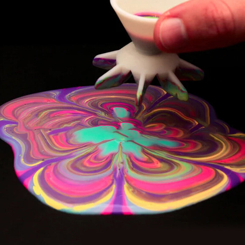 Pintura derramando copo rachado para pintura acrílica derramando mini copo rachado funil de 7 pernas reutilizável fácil de usar para pintura padrão de flor