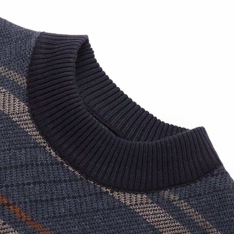 Suéteres de rayas contrastantes para hombre, Jersey de punto grueso, informal, coreano, de alta calidad, otoño e invierno, nuevo
