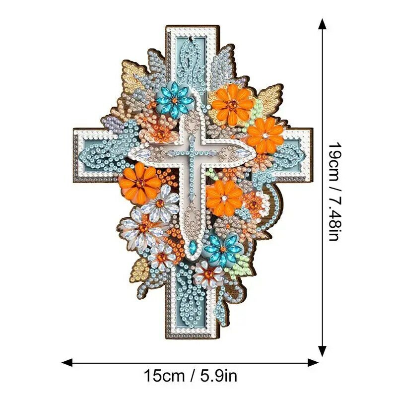 Cross Rhinestone Painting Kits Cross Shaped Gem Painting Ornament DIY Hang Gem Painting Ornament DIY Acrylic Mosaic Cross Shaped