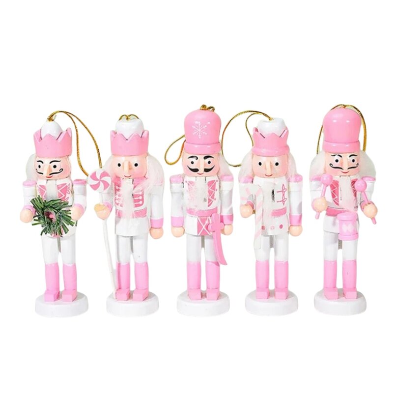 1 шт., 13 см, милый белый и розовый деревянный подвесной гайковёр, украшение для рождественской и новогодней куклы, декоративные игрушки