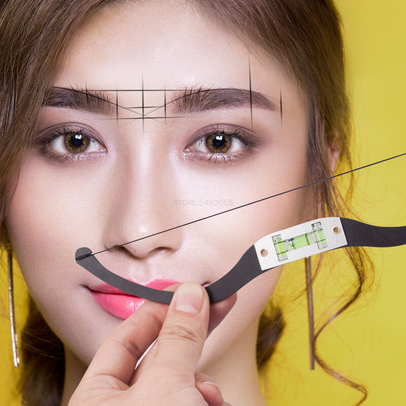 Metal Eyebrow Positioning Semi-Permanent Line Ruler Horizontal Marking Arcuate Ruler Microblading Level Eyebrow Tattoo Brow Rule