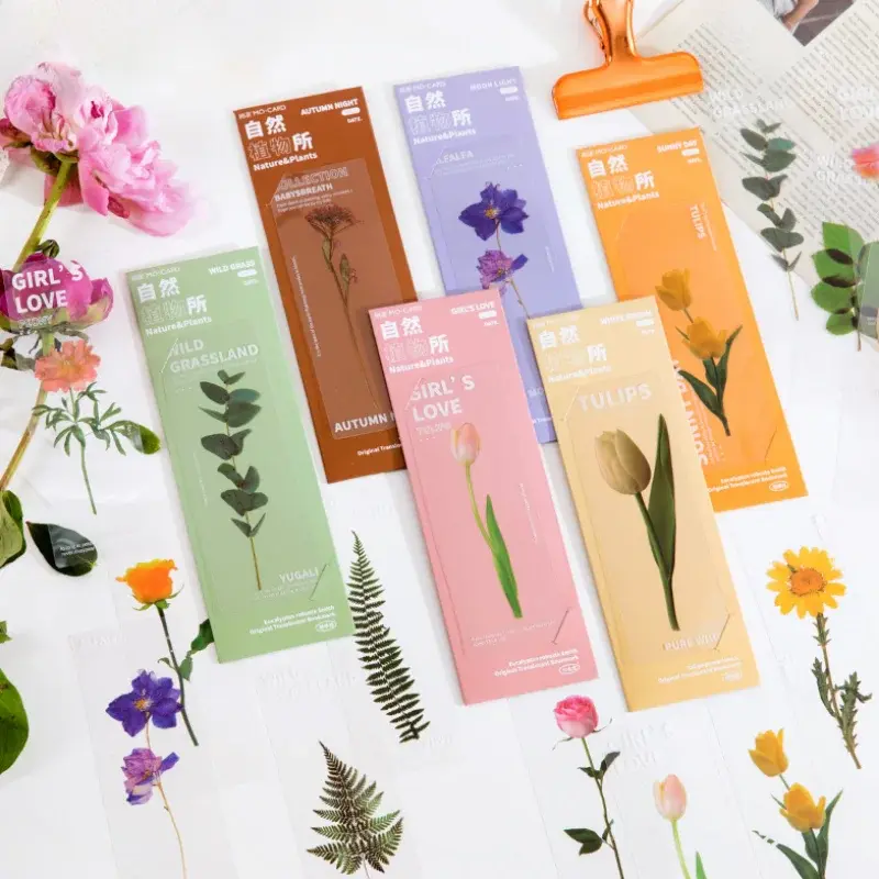 5Pcs Flower Series Bookmarks for Books PVC Book Mark Page Marker Cute Stationery Student School Supplies