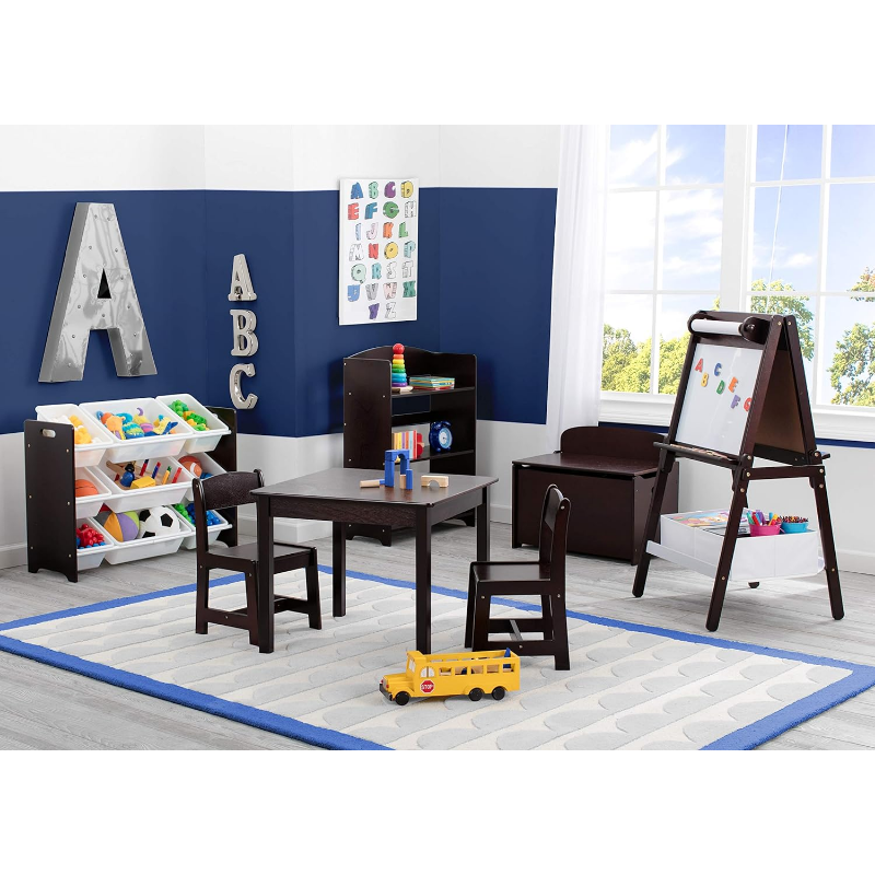 어린이 나무 테이블 및 의자 세트 (의자 2 개 포함)-예술 및 공예, 간식 시간, 숙제 등에 이상적