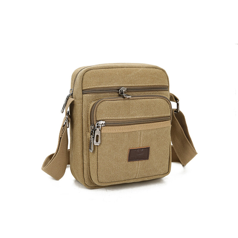Retro Men'S Canvas Bag Flip Shoulder Messenger Bag Leisure Satchel Zipper Multifunctional Travel Men'S Public Bag