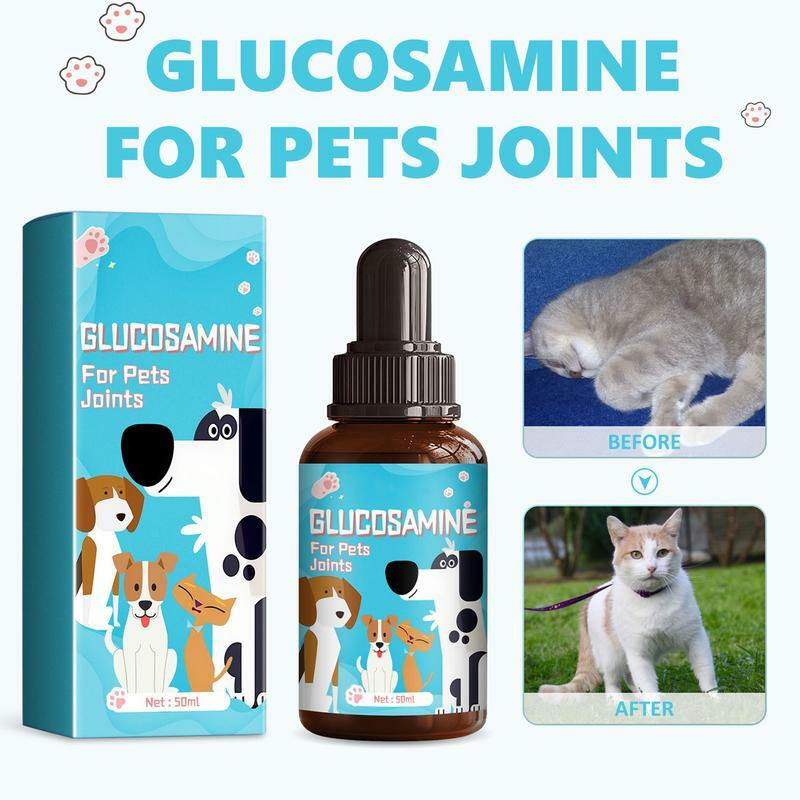 Glucosamina líquida para cuidados com animais, não irritante para cães, suplemento para cuidados com as articulações, produtos seguros para o corpo, 50ml