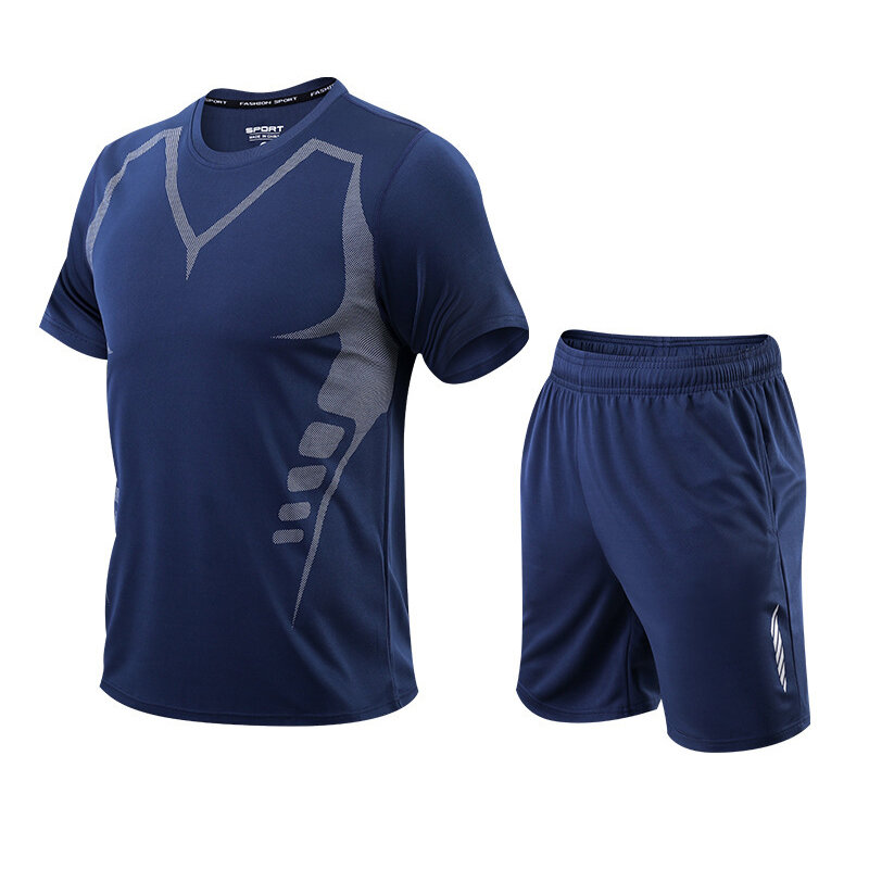 Conjunto de ropa deportiva para hombre, camiseta de manga corta y pantalones cortos, chándal informal para correr, moda de verano, 2 piezas