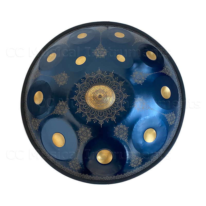 440hz Blue Hand Painted Handpan 9/10/12 Notes D Minor Steel Tongue Drum Yoga Healing Percussion Instruments Music Drums Gift