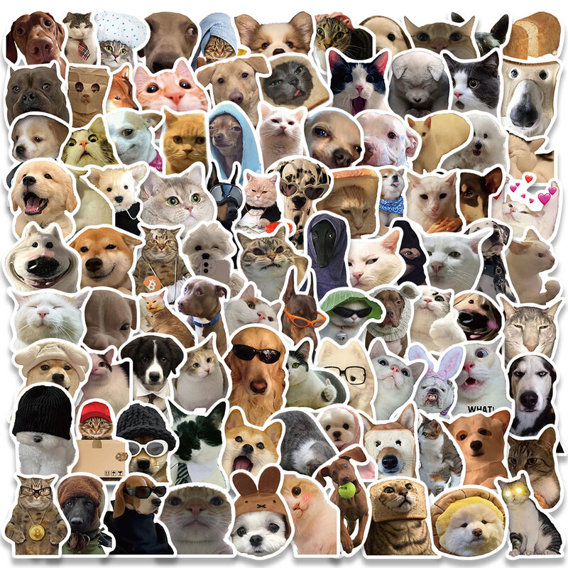 10/30/50/100pcs Cute Dog Cat MEME Funny Animals Stickers Aesthetic Decals Notebook Car Motorcycle Laptop Kid Cartoon Sticker Toy