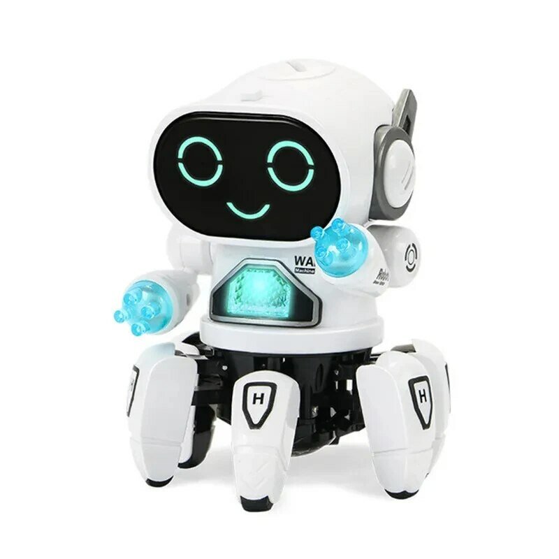 Simpatico Robot da ballo musicale a luce LED a 6 griffe: un giocattolo educativo e interattivo per bambini (non includere la batteria)