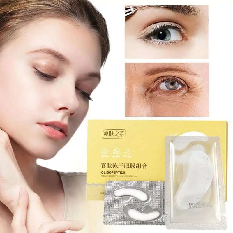 Vollständig absorbierte Oligo peptid kollagen gefrier getrocknete Augen maske 2 Schichten hydro lysieren Augenklappe für Augenringe gegen Falten