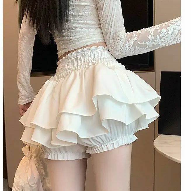 Wysokiej jakości słodkie bufiasta spódnica dziewczyny eleganckie kobiece wzornictwo fałdy Mini spódniczka koreańska moda wysoka talia słodka alina spódnica nowa