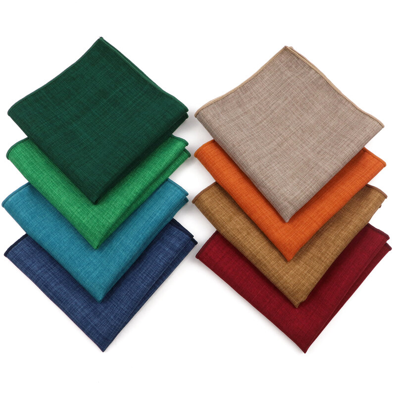Lenço de algodão de cor sólida para homens, bolso quadrado simples, toalha de peito, toque suave, cor doce, terno de acessórios masculinos