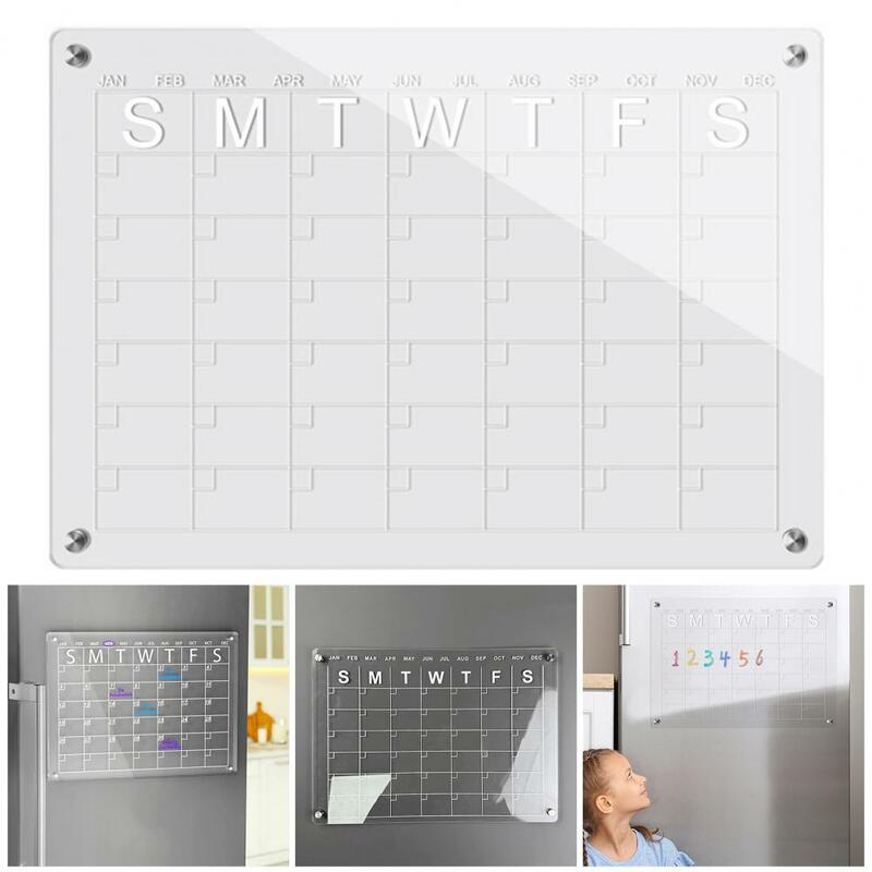 Convenient Acrylic  Magnetic Dry Erase Calendar Board Wipe Easily Magnetic Whiteboard Strong Magnetic Home Supplies