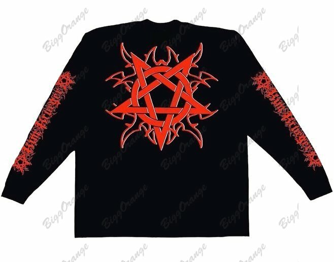 Nieuwe Gothic Top Vuur Patroon Rug Print Lange Mouw T-Shirt Hoge Kwaliteit Print Sweatshirt High Street Trend Ins2023