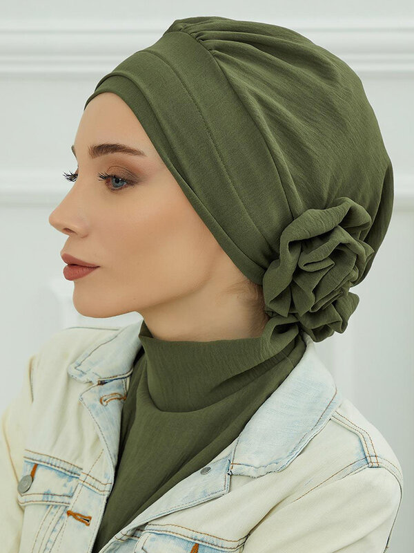 Gorro islámico para mujer, Hijabs de flores a la moda, turbante musulmán, pañuelo para la cabeza
