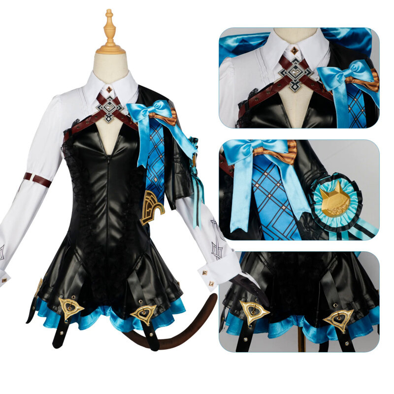 Gioco Genshin Impact Lynette Cosplay mantello di Halloween Costume di carnevale di natale costumi Cosplay parrucca Set completo per le donne vestito
