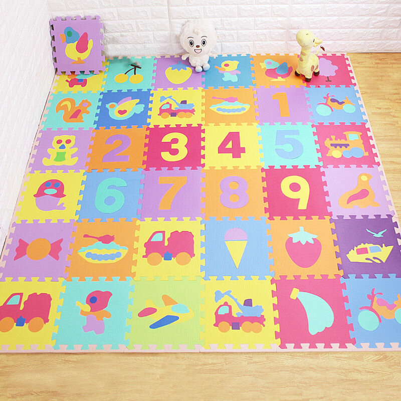 10ピース/セット30x30cm子供用プレイマット,動物と数字のパターン,赤ちゃんの床,アルファベット,フォームヨガマット