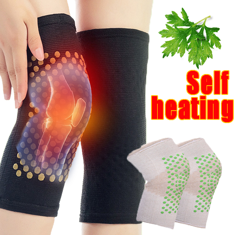 Bantalan Lutut Pemanas Otomatis Wormwood Pembungkus Kaki Bantalan Lutut Nilon Elastis Olahraga Pereda Nyeri Sendi Wanita Lengan Lutut Memanas