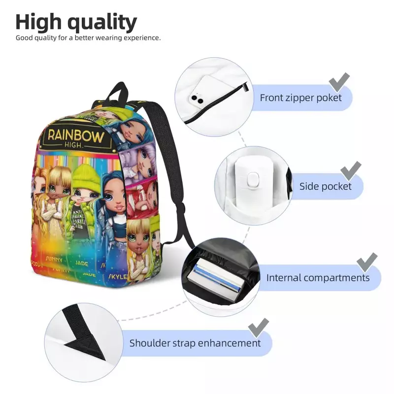 Rainbow High Backpack Middle High College School Student Bookbag Teens Daypack Travel