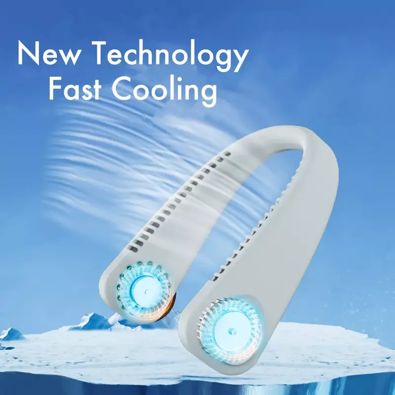 Summer Portable Hanging Neck Fan Fast Cooling USB Rechargeable Wearable Bladeless Fan Outdoor Sports Home Office Cooler