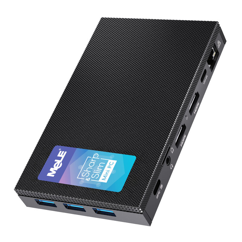 MeLE Очень тонкий Безвентиляторный мини ПК Windows 11 Pro Celeron N5105 8GB/16GB 128GB/256GB/512GB Промышленный ПК Автоматическое питание, Micro PC Gigabit Ethernet PXE USB-C WIFI5,4K Dual HDMI дисплей, PD3.0 Quieter3C