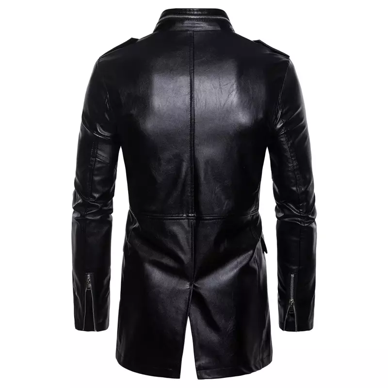 Nuova giacca in pelle da uomo Plus Size giacca in pelle locomotiva cappotto firmato lusso moda coreana Street Wear marca di media lunghezza