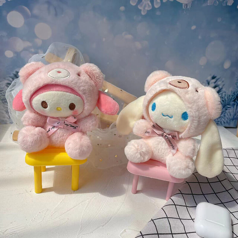 Sanrio zostań niedźwiedziem pluszowy breloczek Cinnamoroll Anime breloki ładna dziewczyna 키링 Kawaii wystrój pokoju prezenty świąteczne zabawki dla dziewczynek dla dzieci