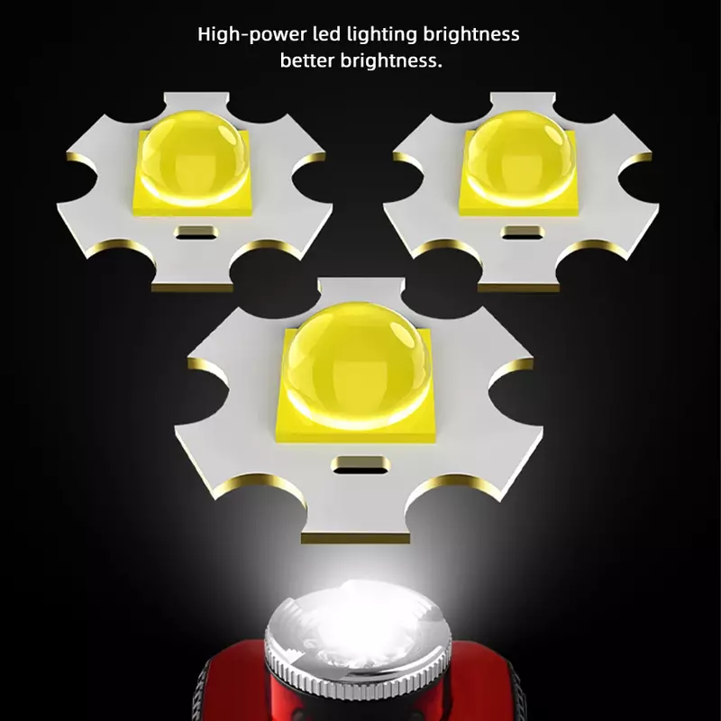 Poderoso forte indução LED farol, lanterna recarregável USB, farol, lanterna de pesca, bateria 1200mAh, 3LED, 2000lm