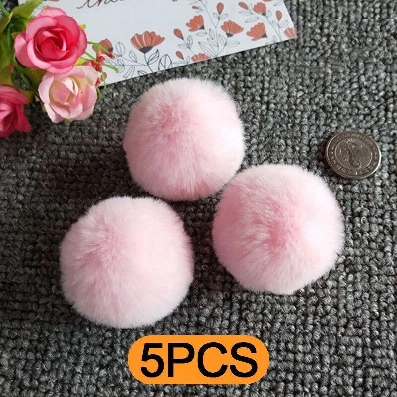 5Pcs Fluffy Pluche Ballen Faux Fur Pompom Voor Diy Ring Sleutelhanger Schoenen Hoeden Pom Pom Naaien Ambachten Accessoires Materiaal 4/5Cm