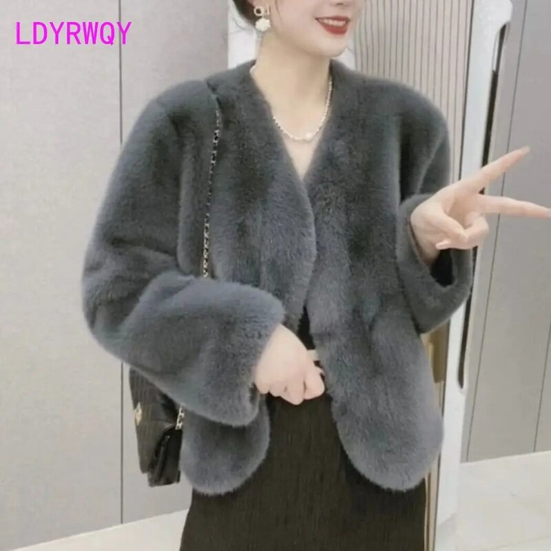 Autumn and Winter New Fur Coat Mink Plush Fur One Piece Women's Versatile Fashion Short Coat