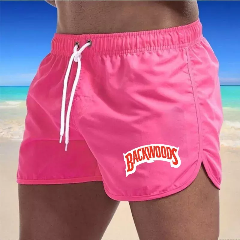 Pantalones cortos transpirables con cordón para hombre, ropa de playa, verano, natación, Fitness, secado rápido, surf, moda informal