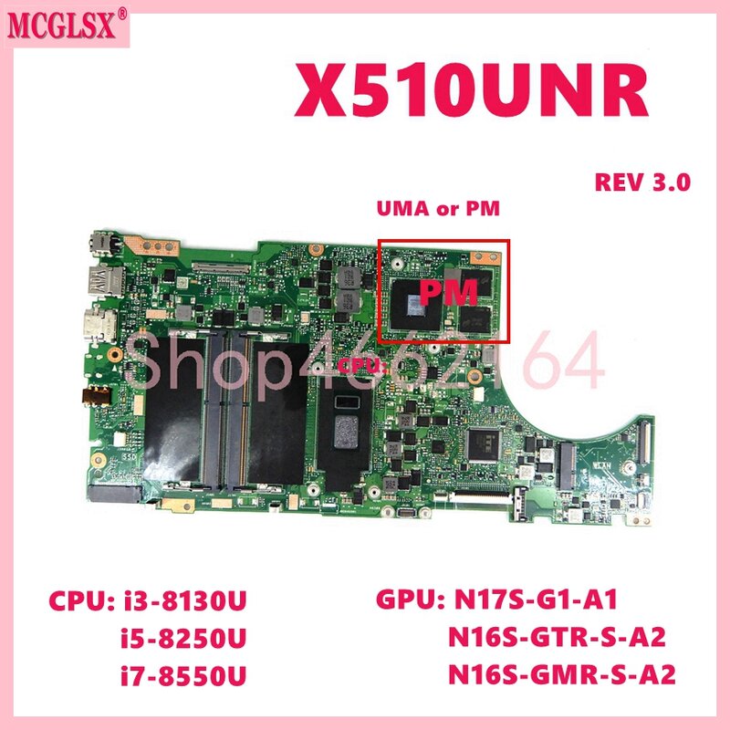 Płyta główna X510UNR dla ASUS X510UNR X510URR X510UN X510UA X510UAO X510UF X510UAR S510UN S5100U X510UNO F510U vm51010ua płyta główna