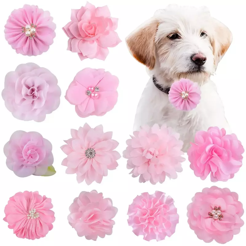 小さな犬と猫のための花の襟,ペットのアクセサリー,装飾品,バレンタインデー,50個