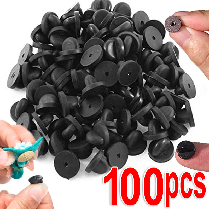 50/100 buah hitam PVC karet Pin kembali kupu-kupu kopling dasi kerah pemegang gesper Pin topi penjaga untuk seragam lencana Penggantian