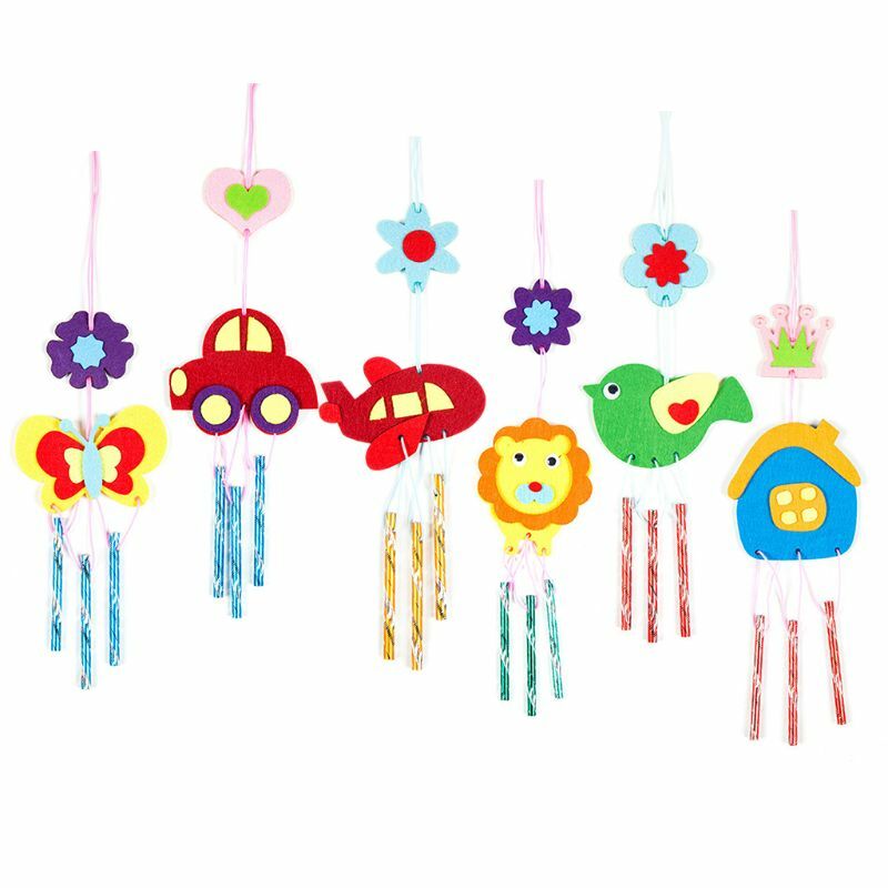 Adorável diy ornamento artesanato kits windbell crianças festa favor jardim infância arte fornecimento