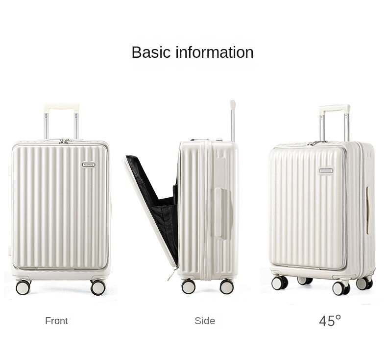 Modna walizka na kółkach z otwieraniem z przodu, z zamkiem TSA i 360-stopniowymi kółkami
