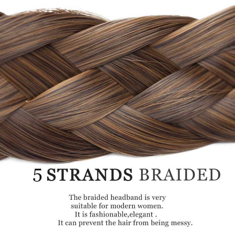 5-Strand cabelo trançado em forma de hairband, fácil desgaste retro, peruca cabeça banda para a mulher, uso diário, conveniência, estilo australiano, moda