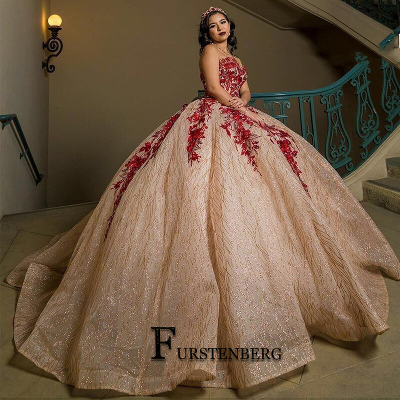 Fanshao Attractive Ball Gown Dresses Sweetheart Appliques Lace Up Pleat Quinceanera Vestidos Robes De Soirée Custom Made