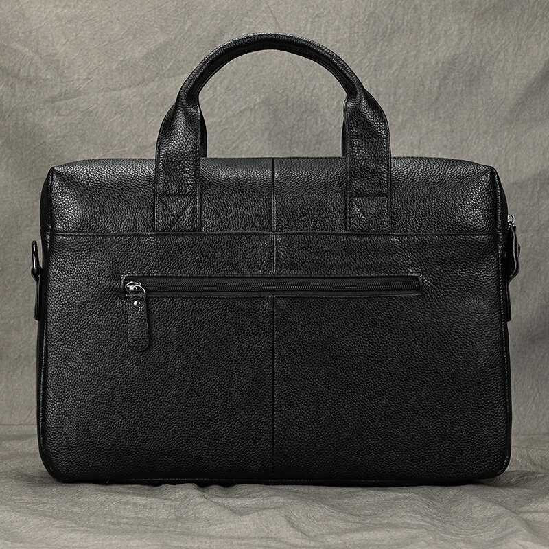 Luufan-maletín de negocios para hombre, bolso de mano de cuero genuino para ordenador portátil, de 15 pulgadas, para oficina, A4