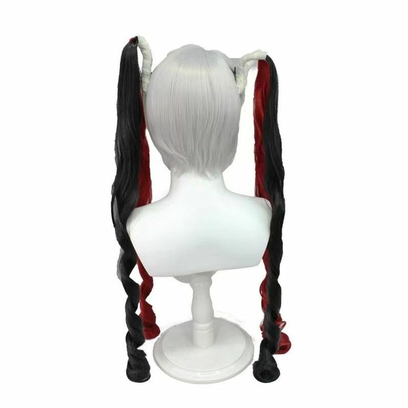 Cosplay Long Dark red double ponytail Synthetic Wigs Hair