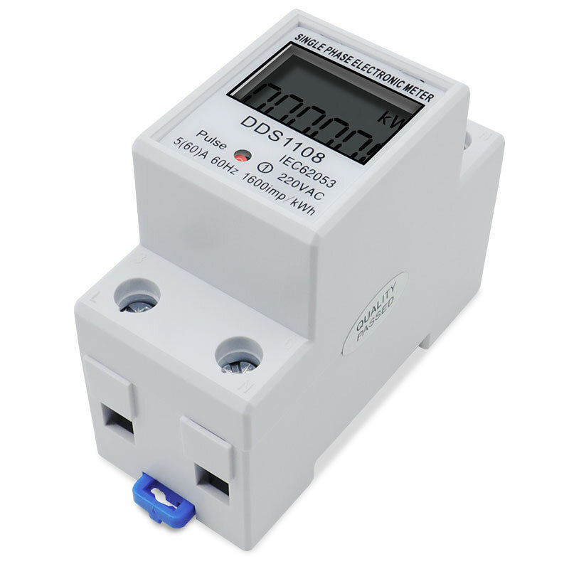 Misuratore di energia elettrica monofase LCD KWH AC misuratore di wattora digitale 220V 60A 50Hz guida Din elettrica