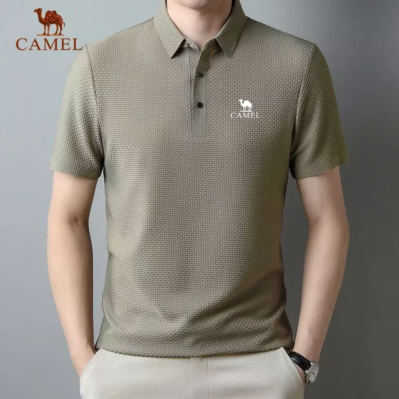 Высококачественная летняя новая мужская шелковая блузка с коротким рукавом в деловом стиле, повседневный поглощающий пот Топ