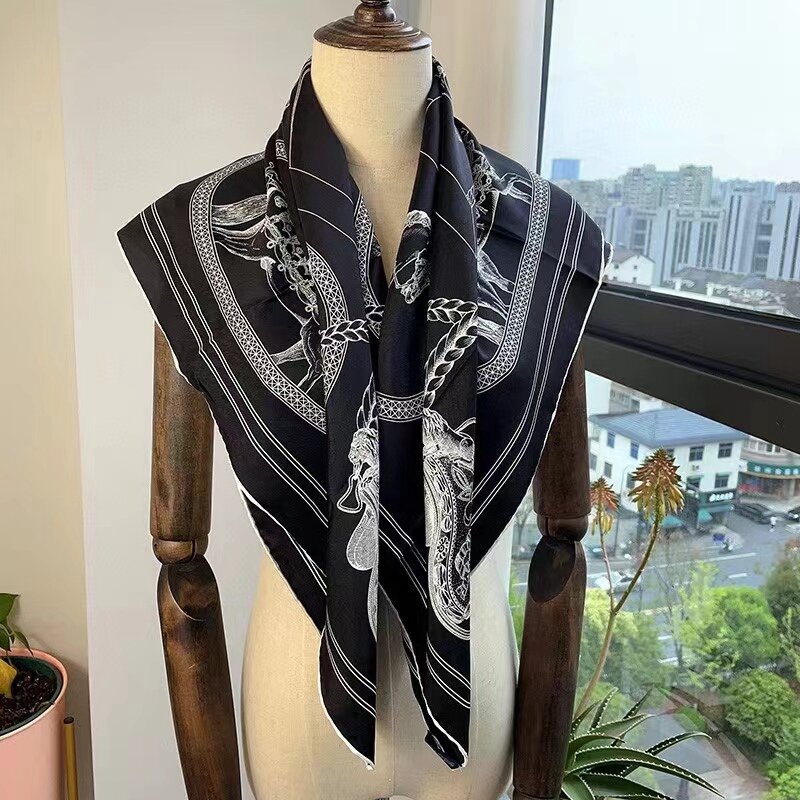 90 Silk Scarf Neckerchief Womens Fashion Elegant 100% Silk Scarves Shawl Cape