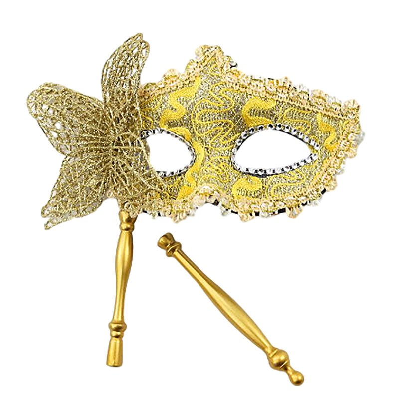 Halloween Party Mask With Holding Stick Evening Prom Masquerade Mask Stage Cosplay Props Venetian Half Face Masks For Women